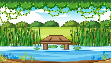 River nature landscape scene 6771852 Vector Art at Vecteezy