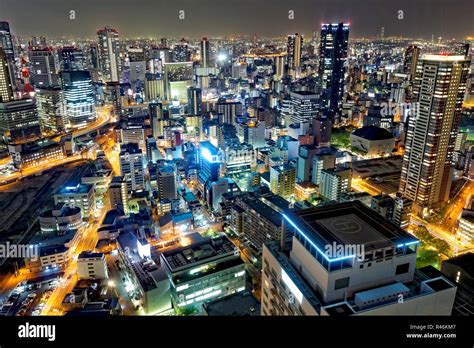 Osaka city night Stock Photo - Alamy