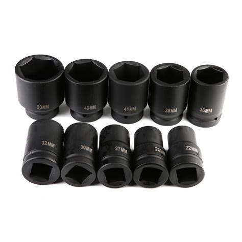 Mgaxyff 10pcs 1 Inch Drive Metric Deep Impact Socket Set Long Reach ...