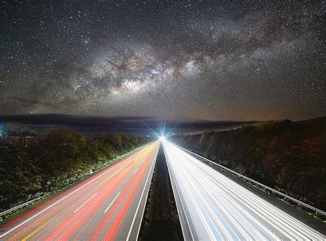 highway, star, night, sky, road, dark, auto, long exposure, light, starry sky, traffic | Pikist