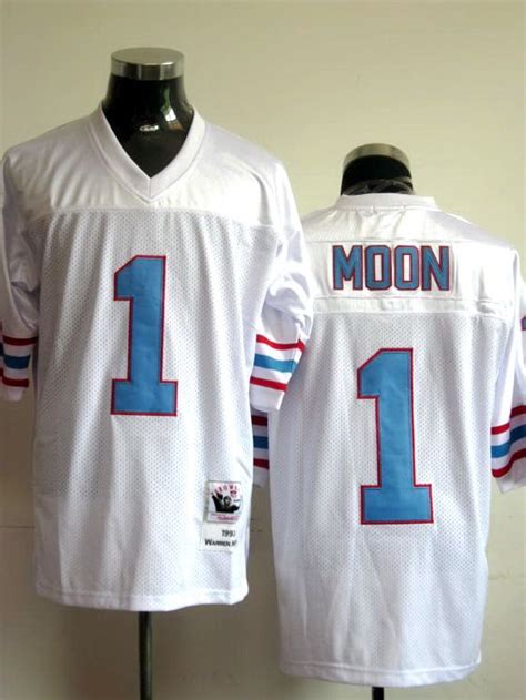 Warren Moon white jersey, Houston Oilers #1 Reebok Throwback jersey ID ...