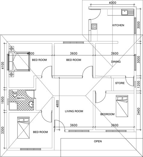 Single Story Small House Plan floor plan - DWG NET | Cad Blocks and House Plans