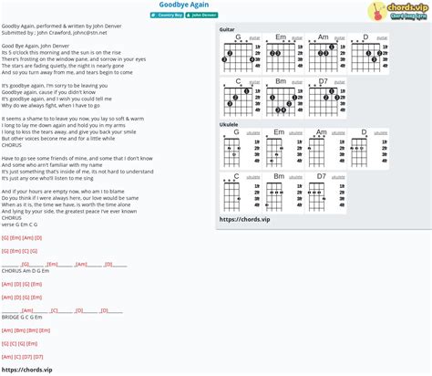 Chord: Goodbye Again - tab, song lyric, sheet, guitar, ukulele | chords.vip