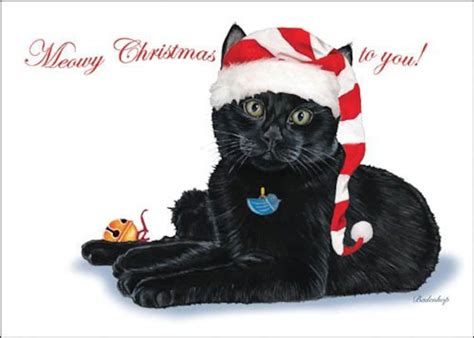 Black Cat Christmas Cards Set of 10 Cards & 10 Envelopes - Etsy