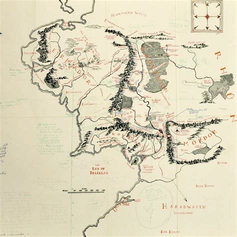 JRR Tolkien's annotated Middle-earth map on show at Bodleian - BBC News