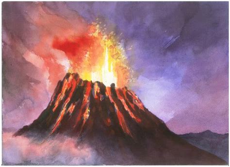 Hawaii Volcano watercolor 10 X 14 print Free Shipping | Etsy | Volcano drawing, Art, Volcano