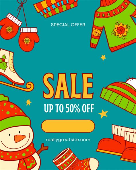Canva Template. Illustrated Clothes for Outdoor Activities Winter Sale Animated Instagram Post ...