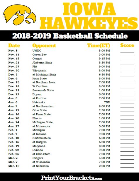 Uk Basketball Schedule Printable