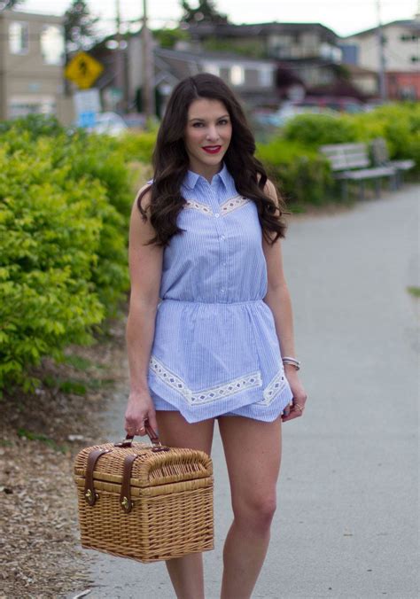 Striped Romper and Sandals for the Perfect Beach Picnic