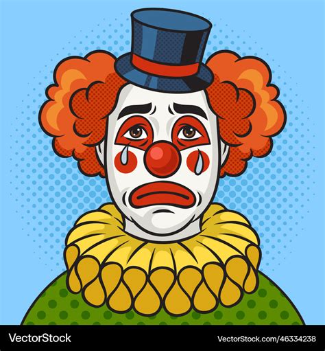 Crying sad clown pop art Royalty Free Vector Image