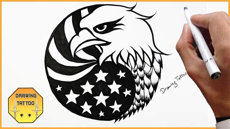 How To Draw An Eagle With American Flag