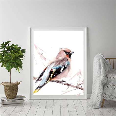 Waxwing Bird Painting Bird Art Print Watercolor Print Bird | Etsy