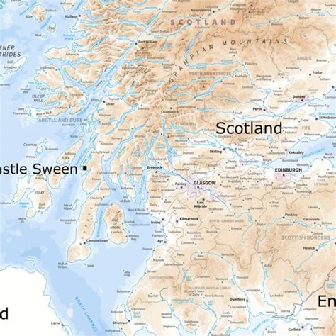 West of Scotland location of Castle Sween (map contains OS data © Crown... | Download Scientific ...