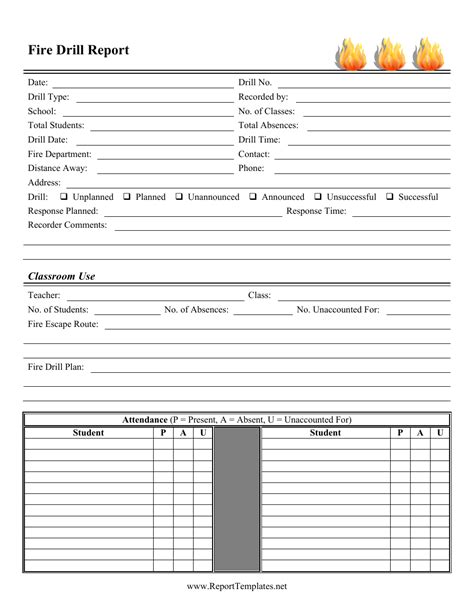 Fire Drill Report Template - Fill Out, Sign Online and Download PDF ...