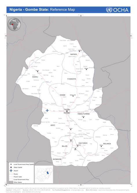 Nigeria - Gombe State: Reference Map (as of 18 May 2016) - Nigeria | ReliefWeb