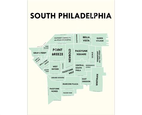 South Philadelphia Neighborhoods by PhilaMapCo on Etsy