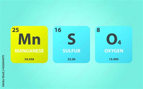 Vecteur Stock Manganese Sulfate MnSO4 molecule. Simple molecular formula consisting of Manganese ...