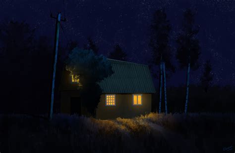 ArtStation - Village house, night