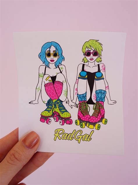 Roller Skate Stickers Pack of 5 Vinyl Stickers Radgal Skate - Etsy