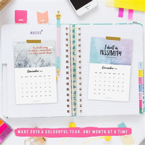 Printable 2023 Inspirational Calendar | Calendar, 2019 calendar, Desk ...