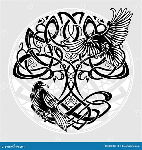 Celtic Raven Mandala Ornament Vector Illustration | CartoonDealer.com #91087538