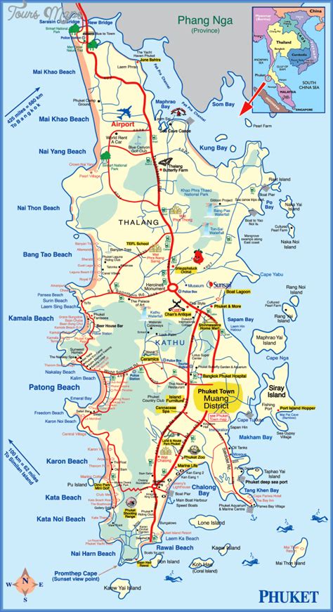 Phuket Map Tourist Attractions - ToursMaps.com