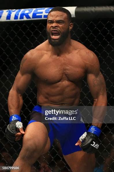 Tyron Woodley celebrates after his knockout victory over Robbie... News ...