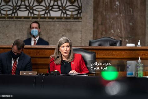 Sen. Joni Ernst speaks during a Senate Armed Services Committee... News ...