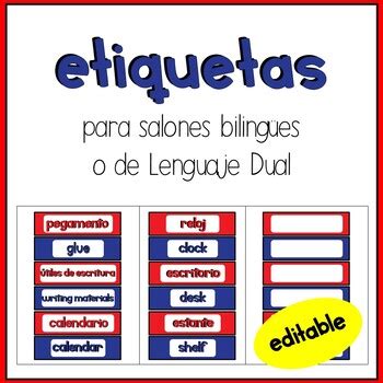 Spanish English Classroom Labels Printable