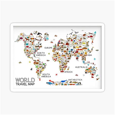 "Educational Kids World Map (Animals)" Sticker for Sale by RastaArts | Redbubble