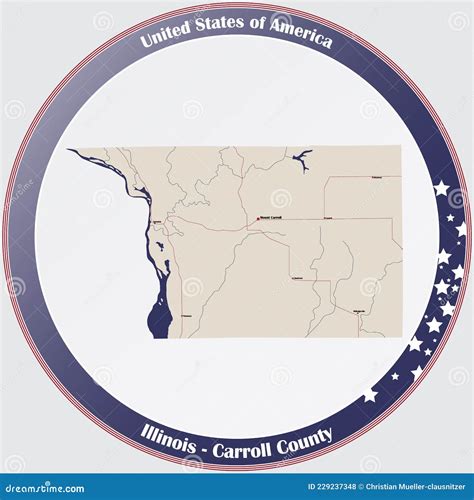 Map of Carroll County in Illinois Stock Vector - Illustration of road ...