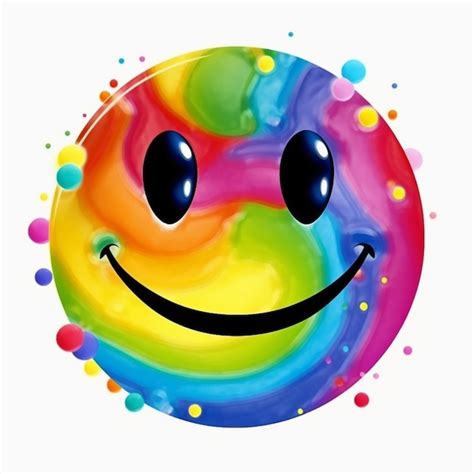 Premium AI Image | A close up of a smiley face with a rainbow swirl on it generative ai