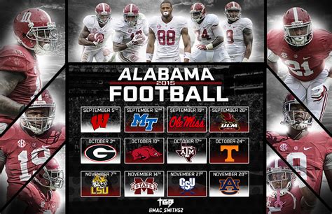 Alabama Football 2015: Schedule Poster on Behance