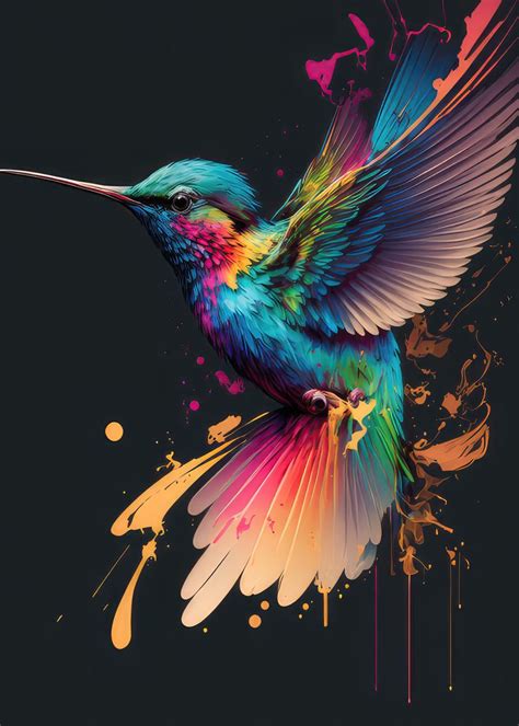 'Colorful Hummingbird' Poster, picture, metal print, paint by Wolf ...