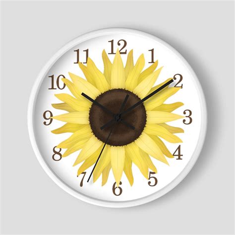 Sunflower Wall Clock Yellow Flower Clock Design With White | Etsy