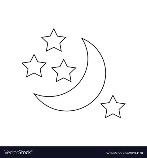 Moon and stars icon outline style Royalty Free Vector Image