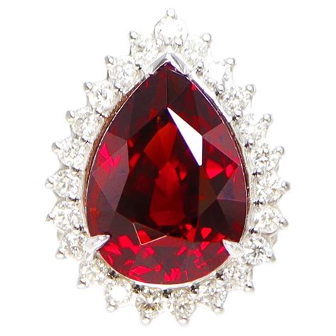 GIA 14K 9.12 Ct Garnet&Diamonds Antique Art Deco Style Engagement Ring For Sale at 1stDibs