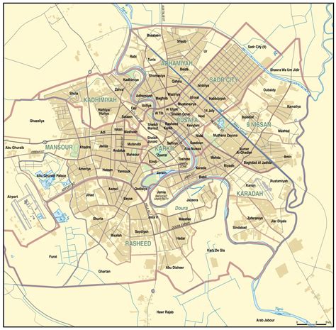 Large detailed road map of Baghdad | Baghdad | Iraq | Asia | Mapsland ...