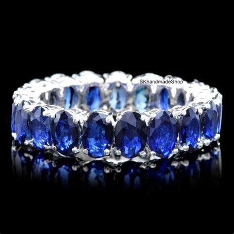 Vintage Full Eternity Band Blue Sapphire Wedding Band - Etsy