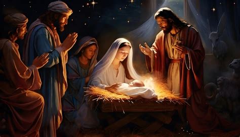 Scene of the birth of Jesus Christ Christmas nativity scene | Premium AI-generated image