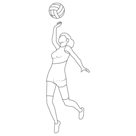 Girl Play Volleyball Line art vector 23907763 Vector Art at Vecteezy