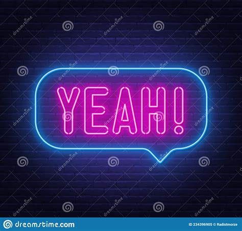 YEAH Neon Sign Vector. Comic Speech Bubble With Expression Text YEAH, Design Template Neon Sign ...