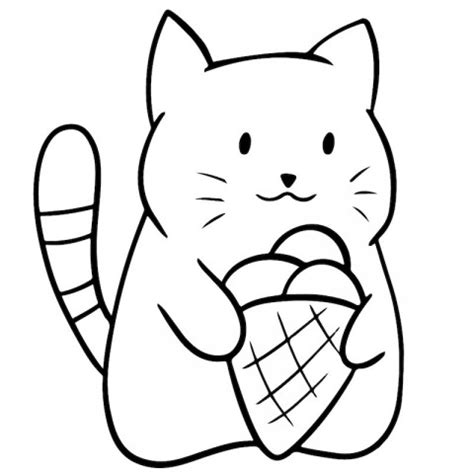 Coloring page - A cat eating ice cream | Cats | Free printable coloring ...