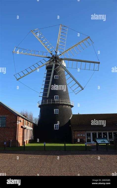 Heckington Windmill, working 8-sail Windmill, Heckington, Sleaford Lincolnshire, UK Stock Photo ...