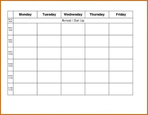 Weekly Calendar Template Monday To Friday | Example Calendar Printable