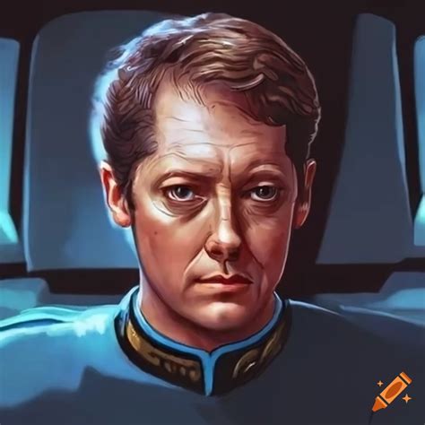 Portrait of james spader in starship captain's chair on Craiyon