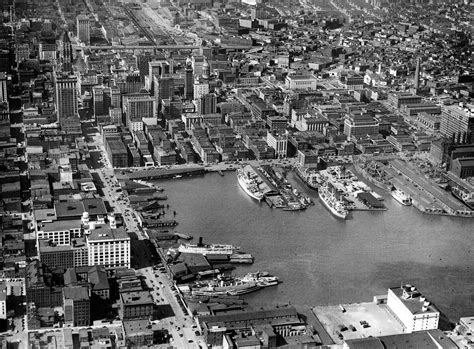 Sky view of Baltimore Harbor - circa 1948 | Historic baltimore, Baltimore city, Baltimore waterfront