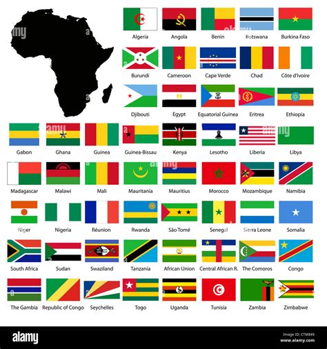 African flags and Continent map Stock Photo - Alamy