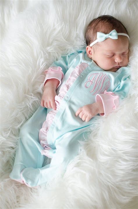 Baby Girl Coming Home Outfit, Monogrammed Footie, Newborn Clothing ...