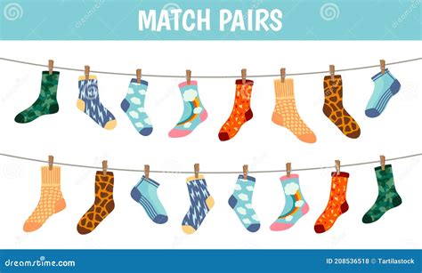 Matching Socks Game. Puzzle Find Pair. Preschool Children Educational ...